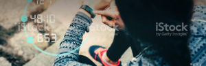 A girl checking smart watch