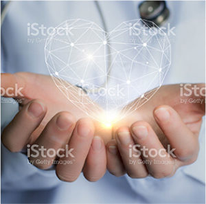A man holding heart sample in his hand
