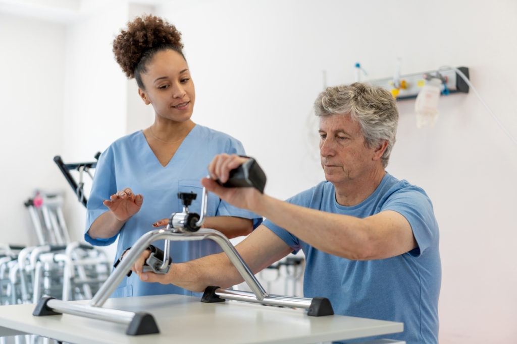 patient and occupational therapist during therapy