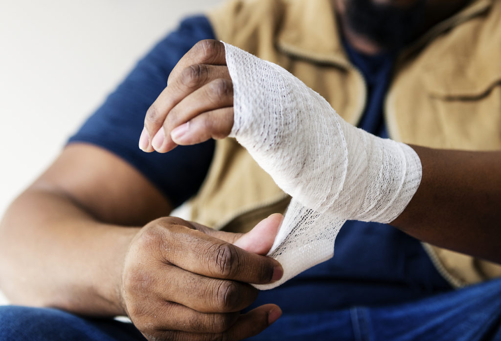 Man with a work injury