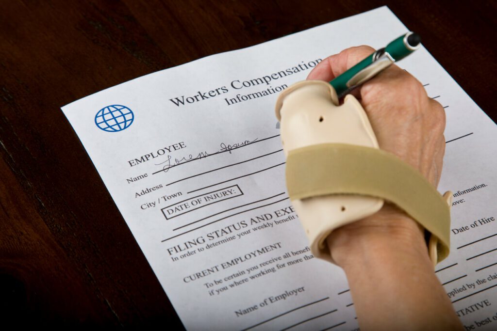 Person learning how to navigate Worker's Compensation form for employment associated injury.
